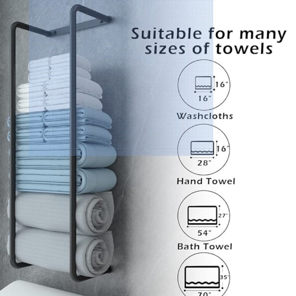 Sleek Black Towel Rack for Versatile Storage